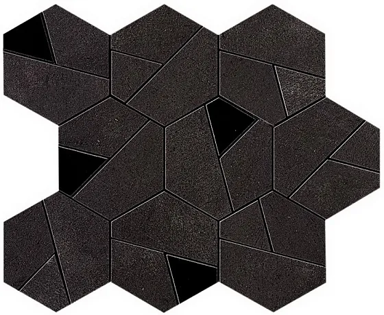 Мозаика ATLAS CONCORDE BOOST Tarmac Mosaico Hex Black 25x28