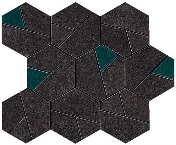 Мозаика ATLAS CONCORDE BOOST Tarmac Mosaico Hex Jade 25x28