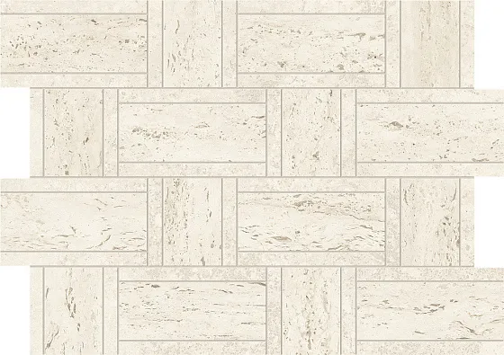 Мозаика ATLAS CONCORDE MARVEL TRAVERTINE White Mosaico Basketweave 35x46